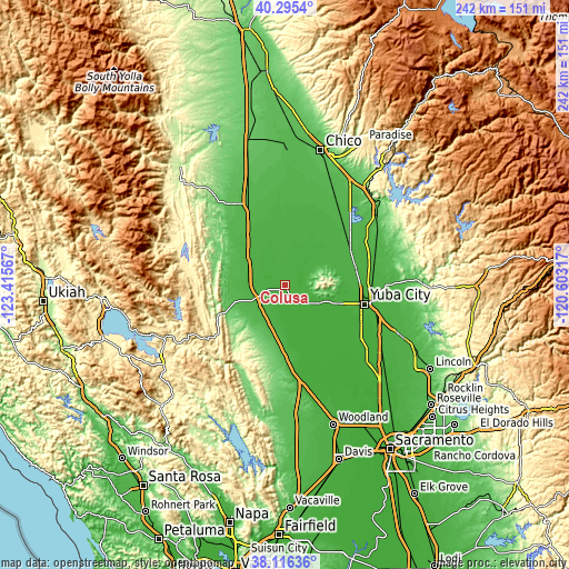 Topographic map of Colusa