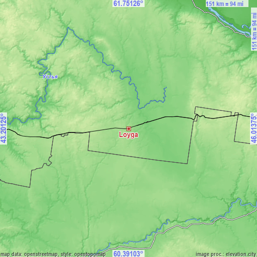 Topographic map of Loyga