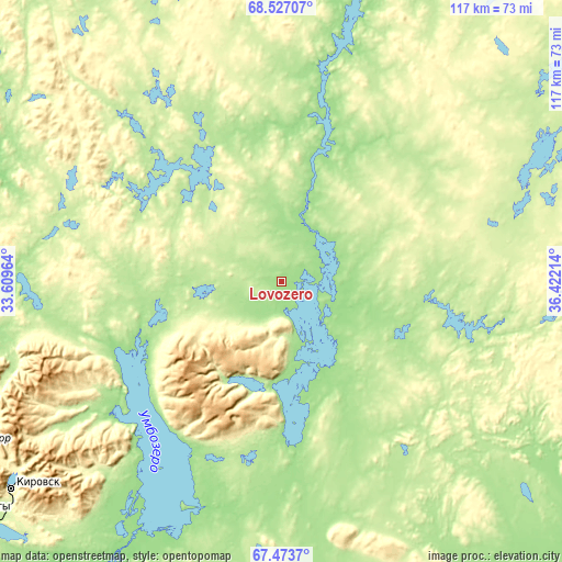 Topographic map of Lovozero