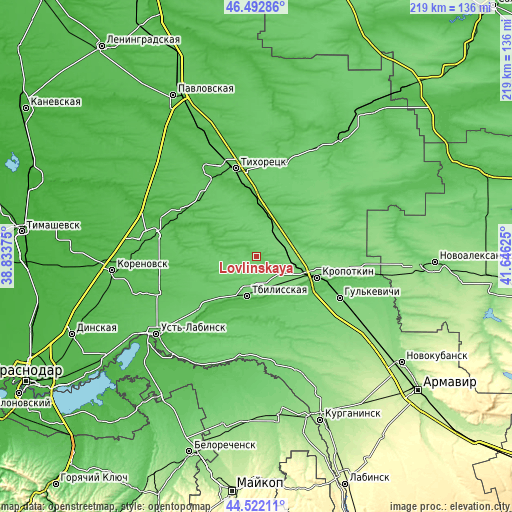 Topographic map of Lovlinskaya