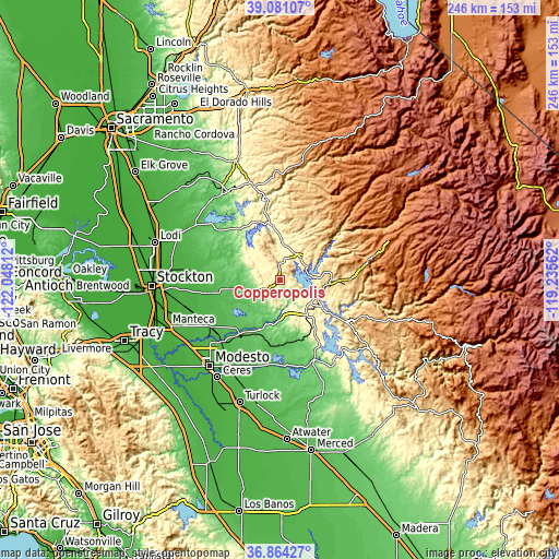 Topographic map of Copperopolis