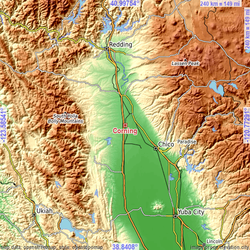 Topographic map of Corning