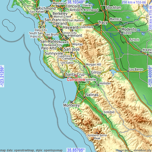 Topographic map of Corralitos