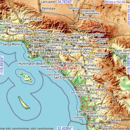 Topographic map of Coto De Caza