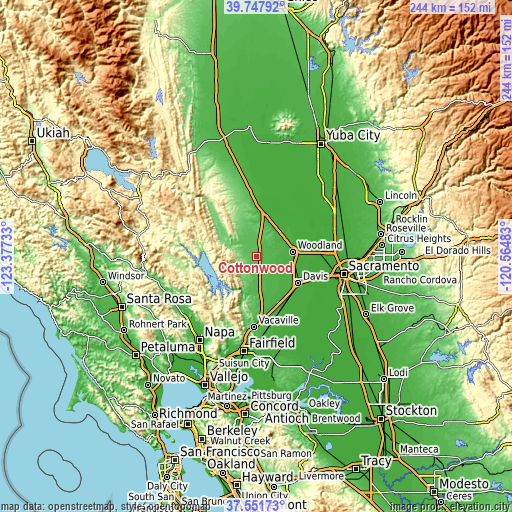 Topographic map of Cottonwood