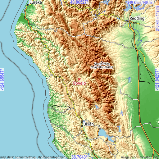 Topographic map of Covelo