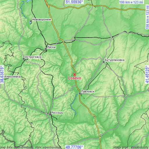 Topographic map of Losevo