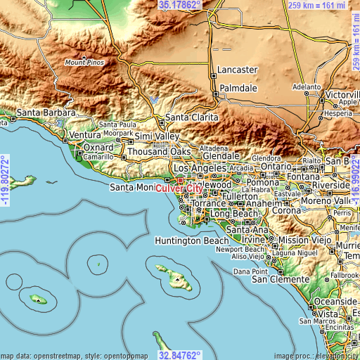 Topographic map of Culver City