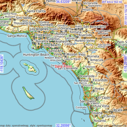 Topographic map of Dana Point