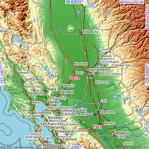 Topographic map of Davis