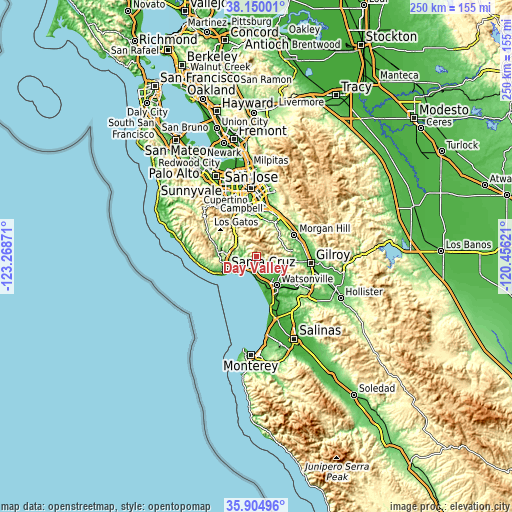 Topographic map of Day Valley