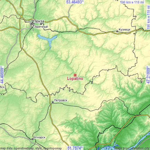 Topographic map of Lopatino