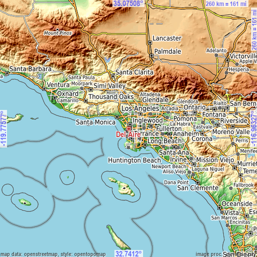 Topographic map of Del Aire