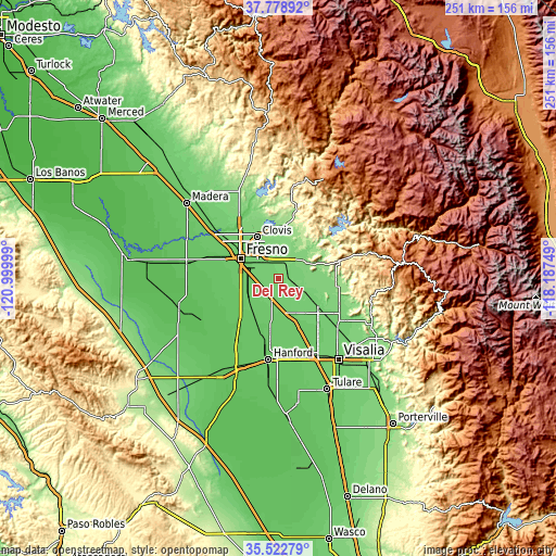 Topographic map of Del Rey