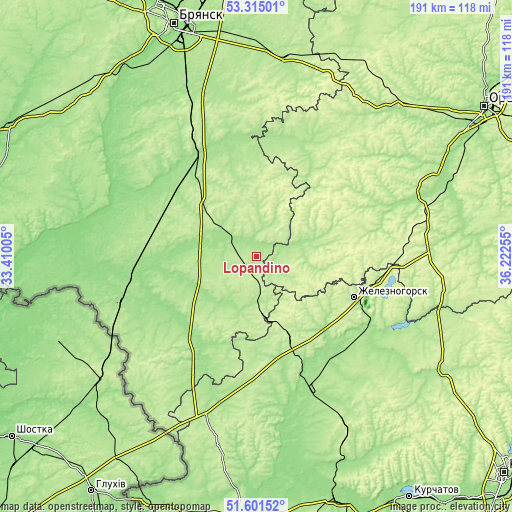 Topographic map of Lopandino