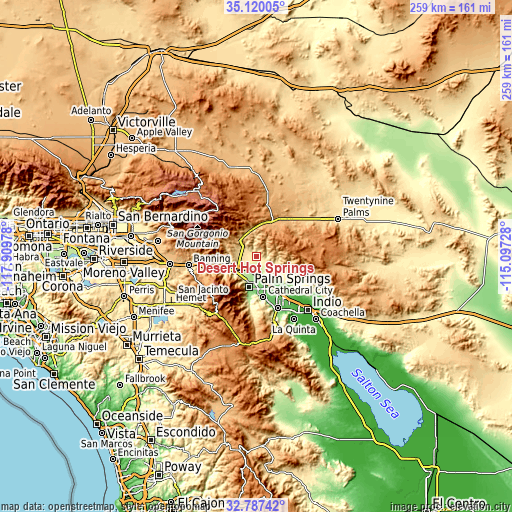 Topographic map of Desert Hot Springs