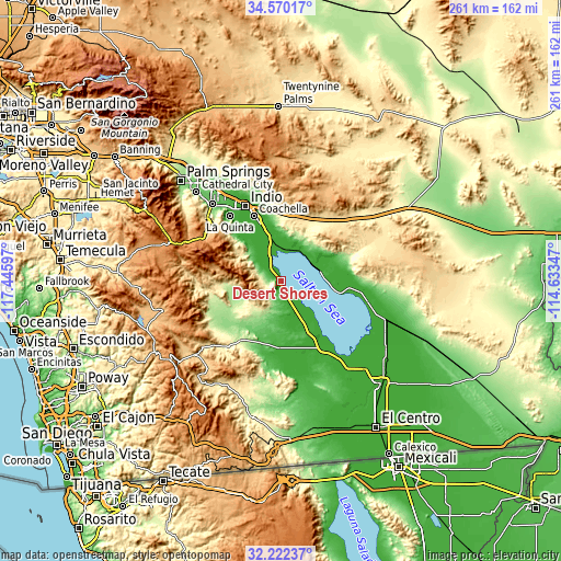 Topographic map of Desert Shores