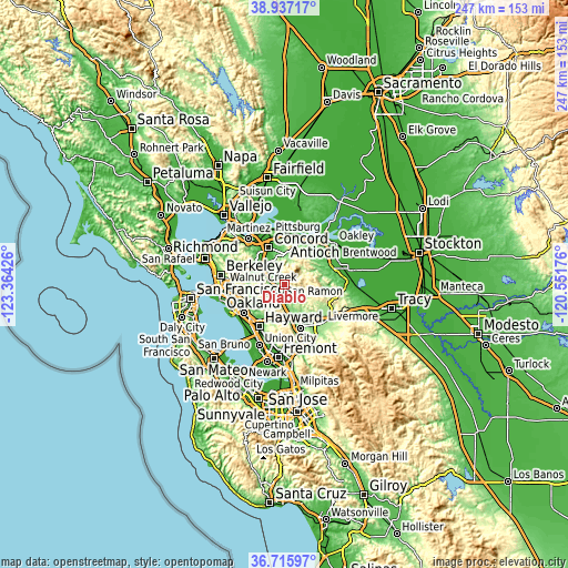 Topographic map of Diablo