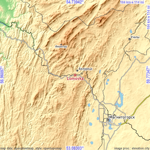 Topographic map of Lomovka