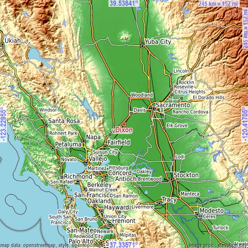 Topographic map of Dixon