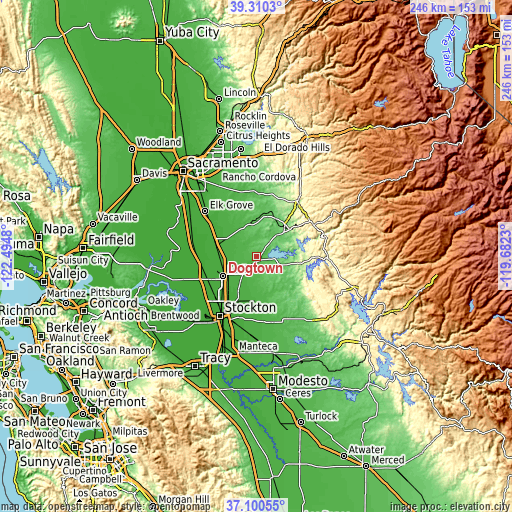 Topographic map of Dogtown