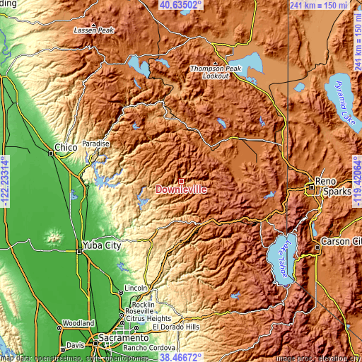 Topographic map of Downieville