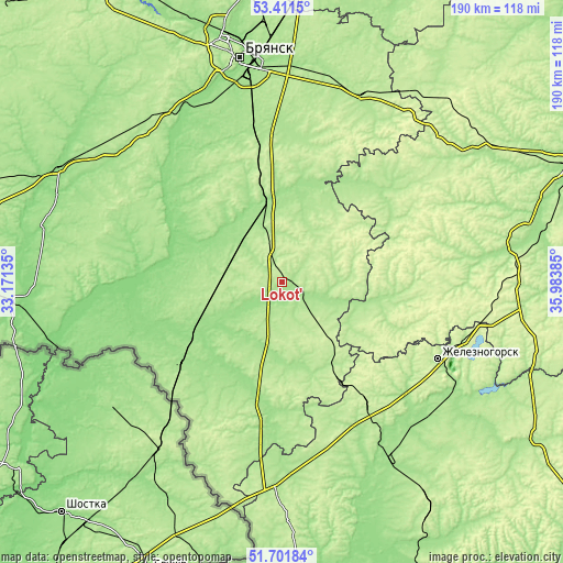 Topographic map of Lokot’