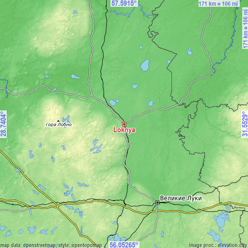 Topographic map of Loknya