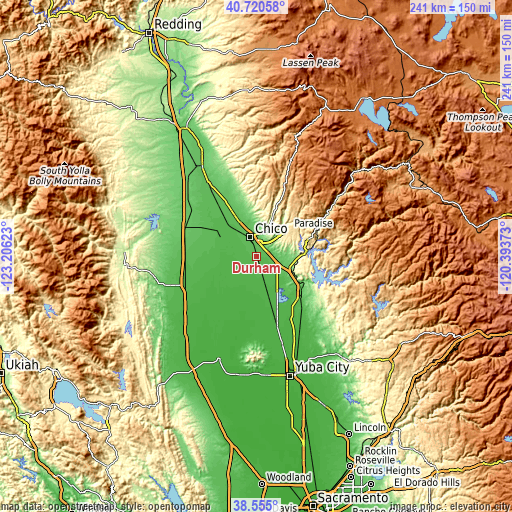 Topographic map of Durham