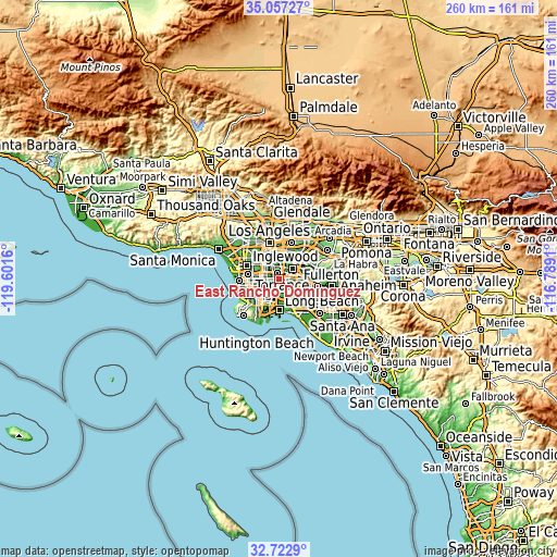 Topographic map of East Rancho Dominguez