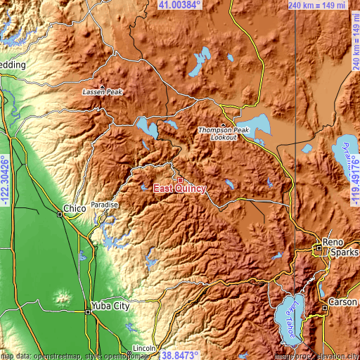 Topographic map of East Quincy