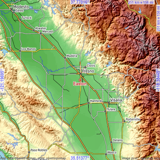 Topographic map of Easton