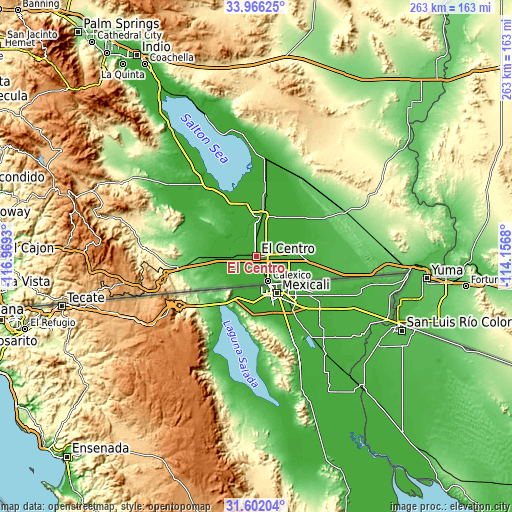 Topographic map of El Centro