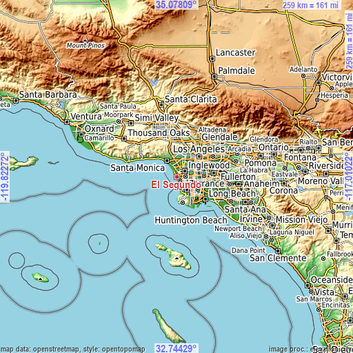 Topographic map of El Segundo