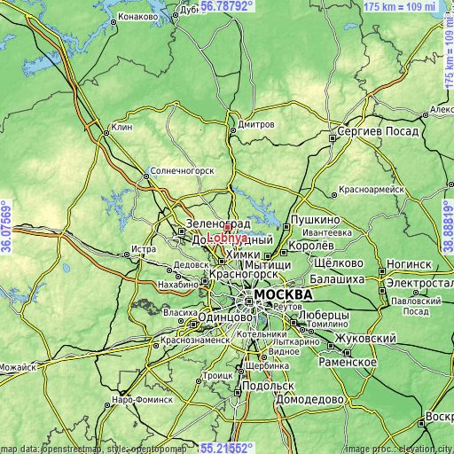 Topographic map of Lobnya