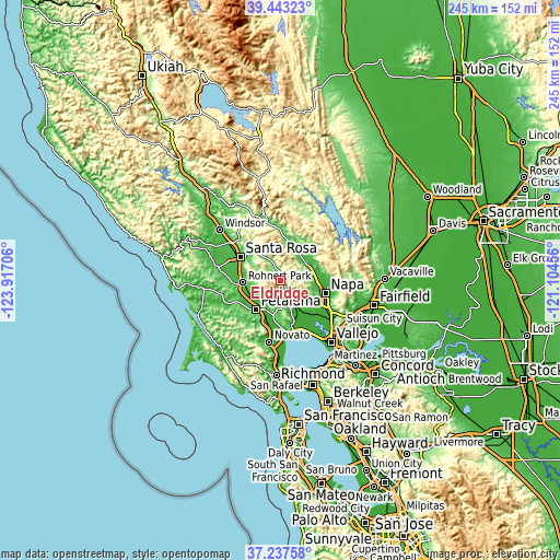 Topographic map of Eldridge