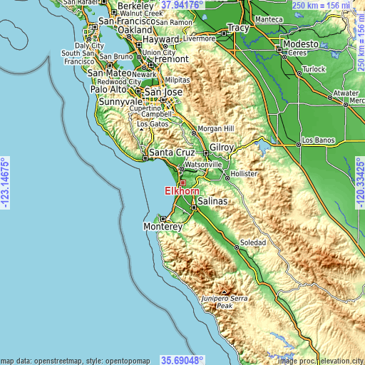 Topographic map of Elkhorn