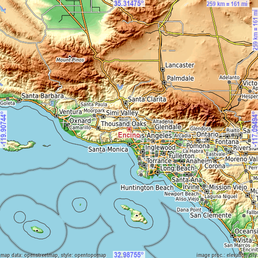Topographic map of Encino