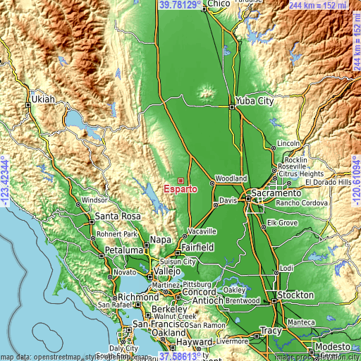 Topographic map of Esparto