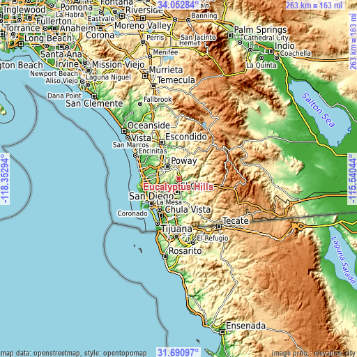 Topographic map of Eucalyptus Hills