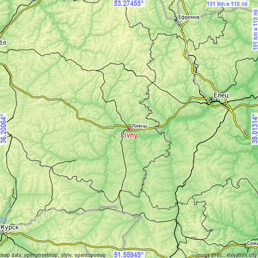 Topographic map of Livny