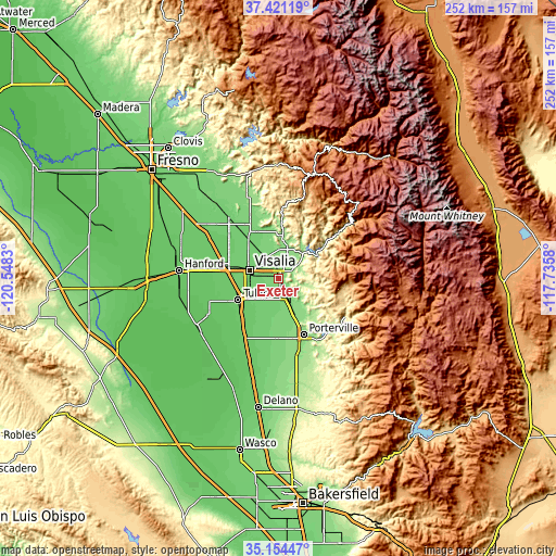 Topographic map of Exeter