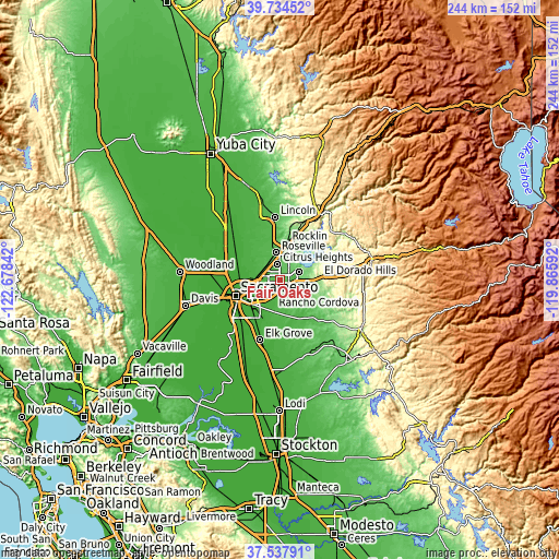 Topographic map of Fair Oaks