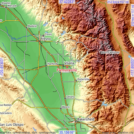 Topographic map of Farmersville