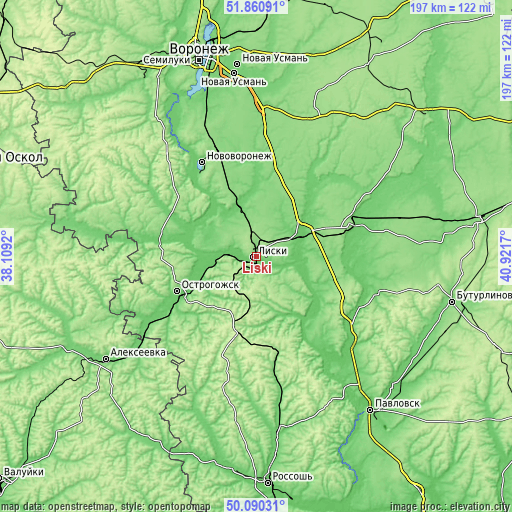 Topographic map of Liski