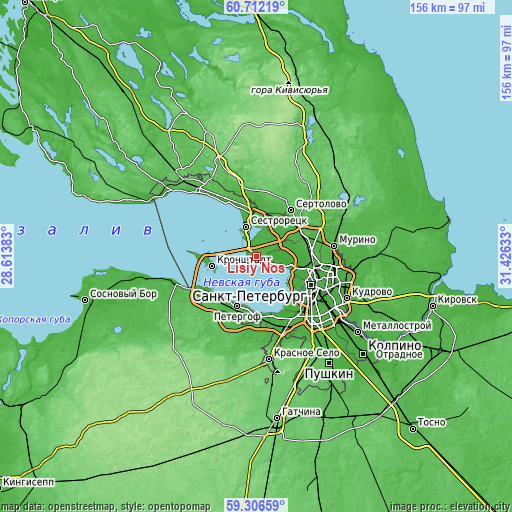 Topographic map of Lisiy Nos