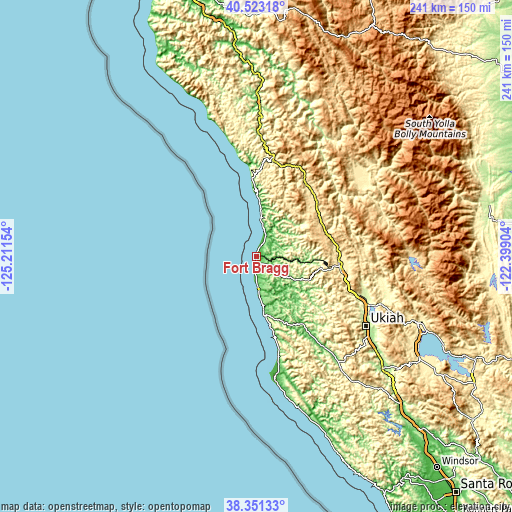 Topographic map of Fort Bragg