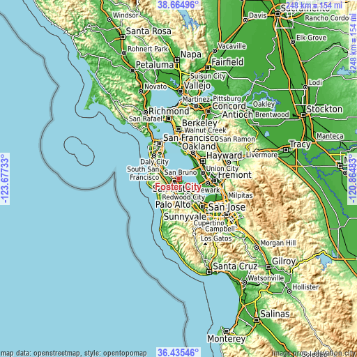 Topographic map of Foster City