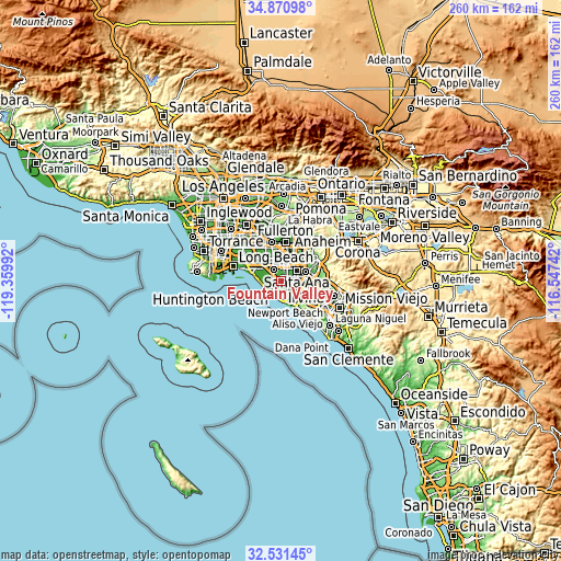 Topographic map of Fountain Valley
