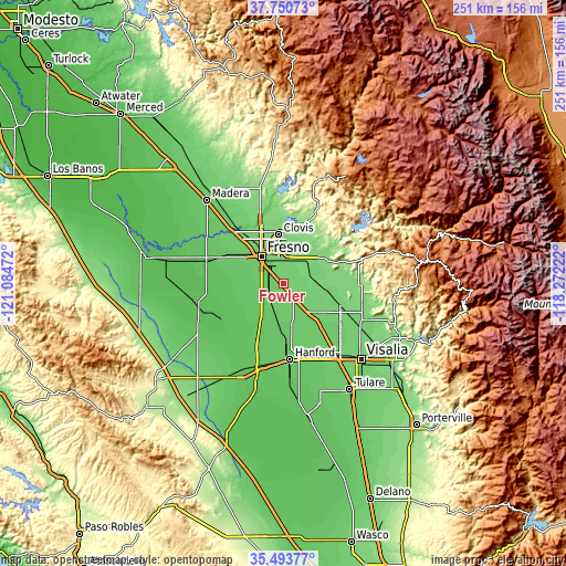 Topographic map of Fowler
